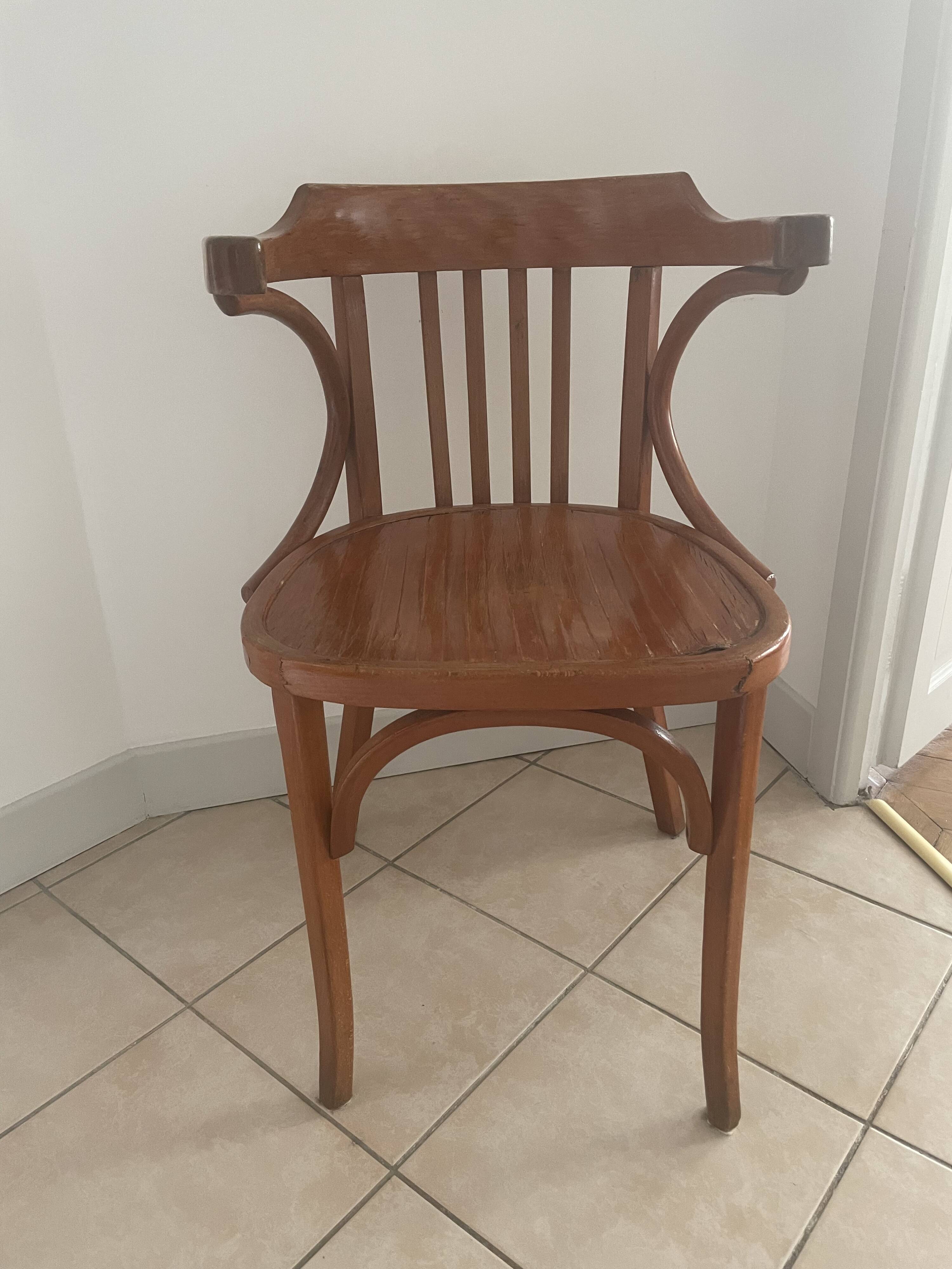 Antique armchair baumann wood vintage arched backrest