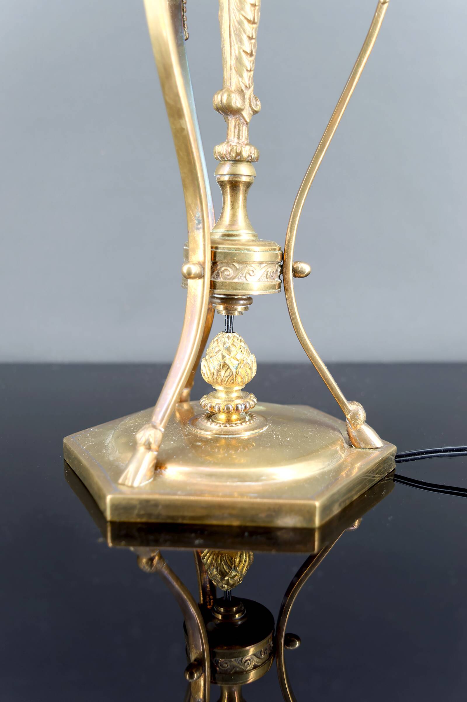 Neoclassical Lamp, Ostrich Egg & Bronze Animal Mount, c. 1900