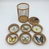 Wicker and butterflies coasters