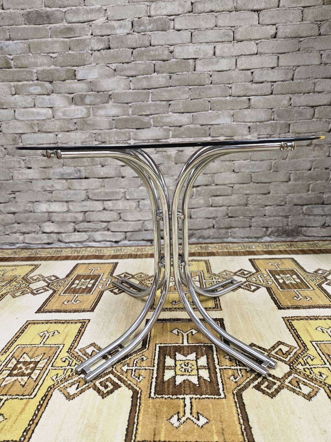 Vintage smoked glass dining table, Italy 1970s