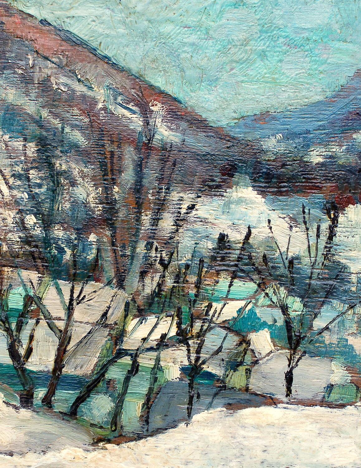 Paysage de neige et montagne signé Fraass
