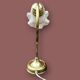Antique brass and glass swan neck bedside lamp.