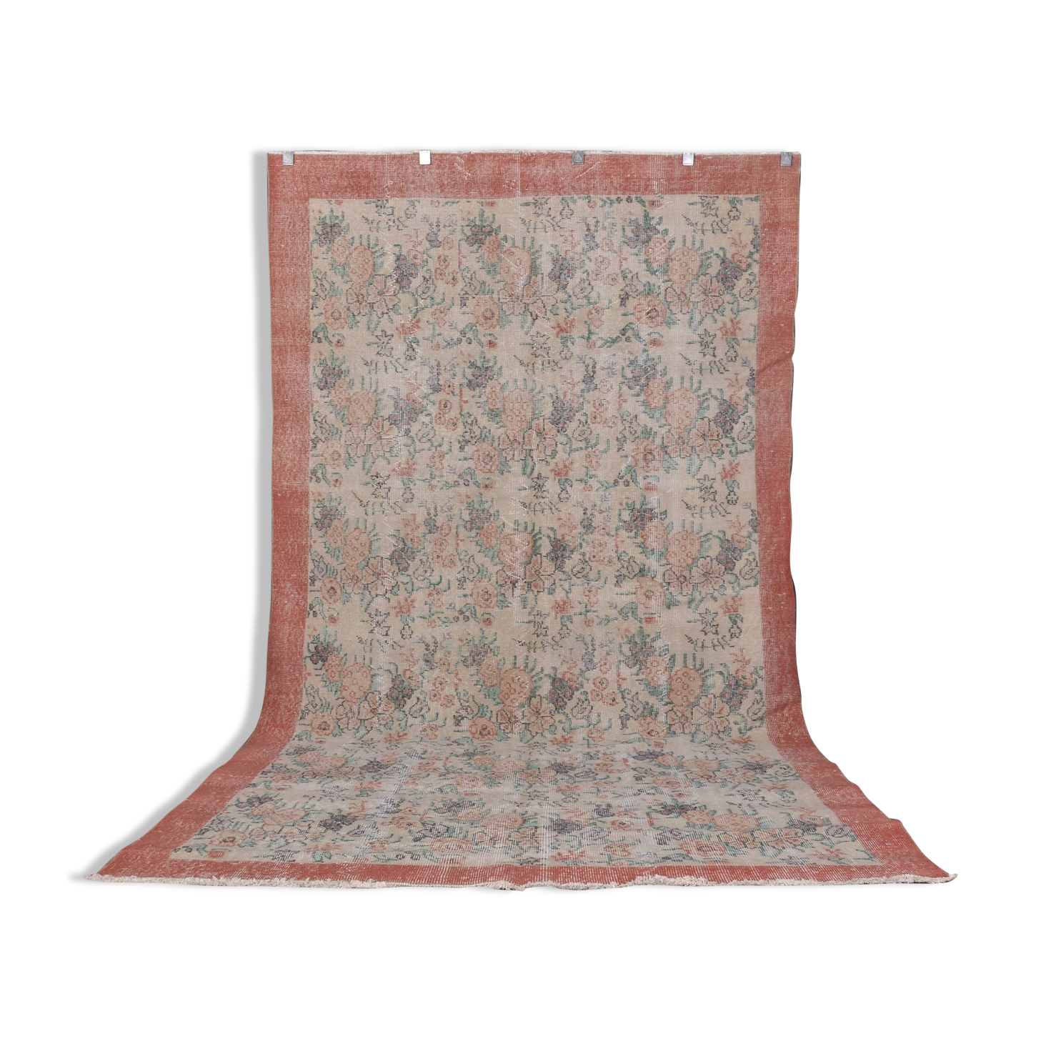Tapis Oushak noué à la main à motif floral, référence 1268