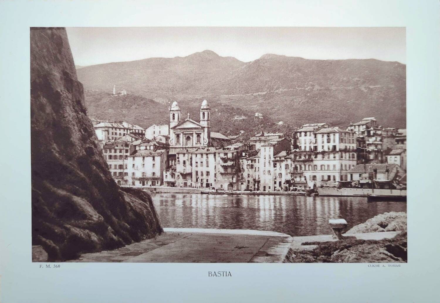 Bastia, vintage Corsica, photo plate printed in 1935.