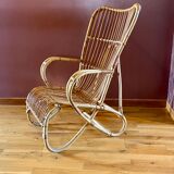 Adult armchair, vintage rattan and bamboo from the 60