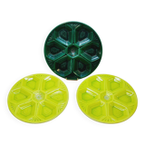 3 assiettes à huîtres art déco décor géométrique vert