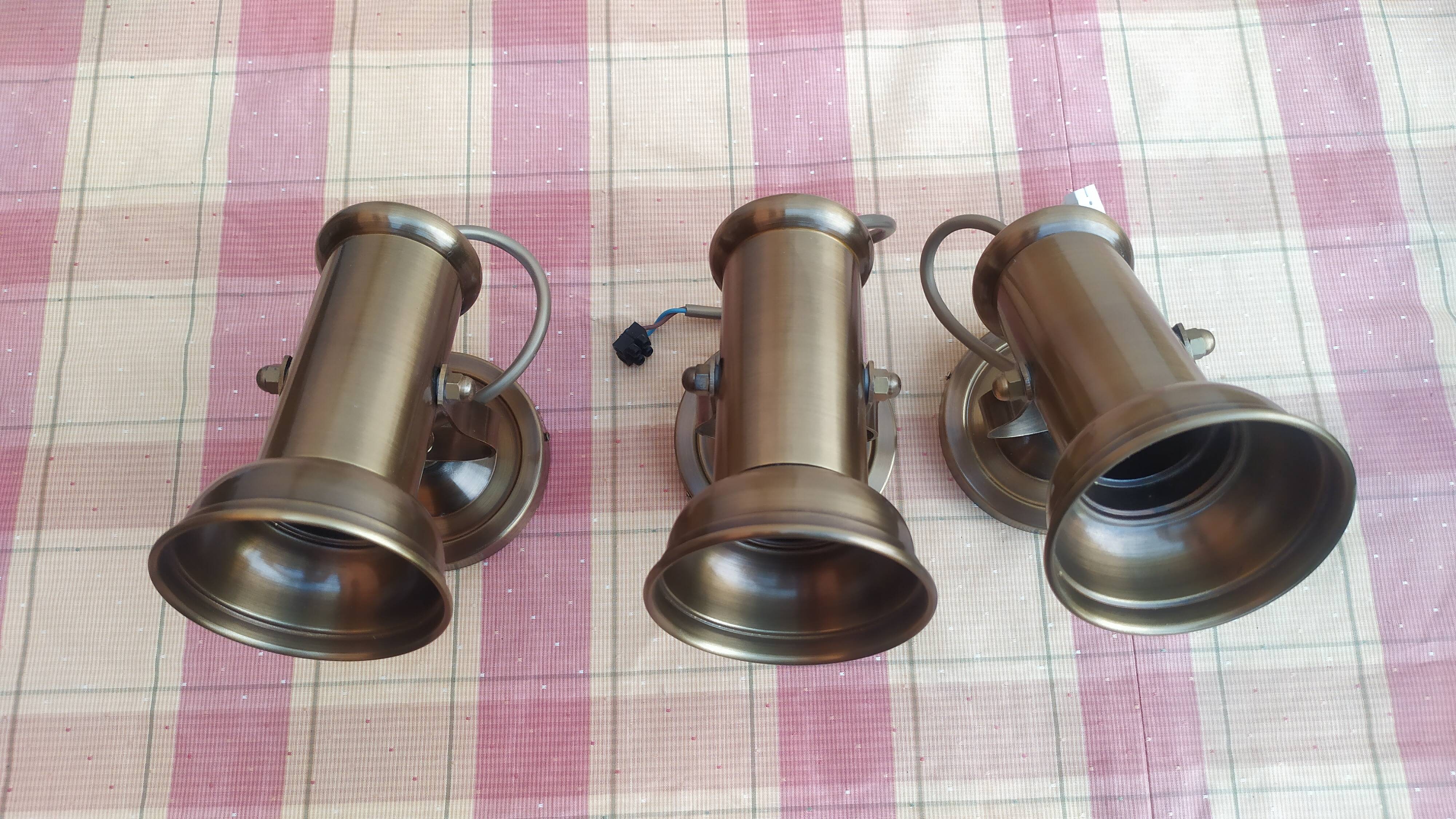 3 brass spotlights