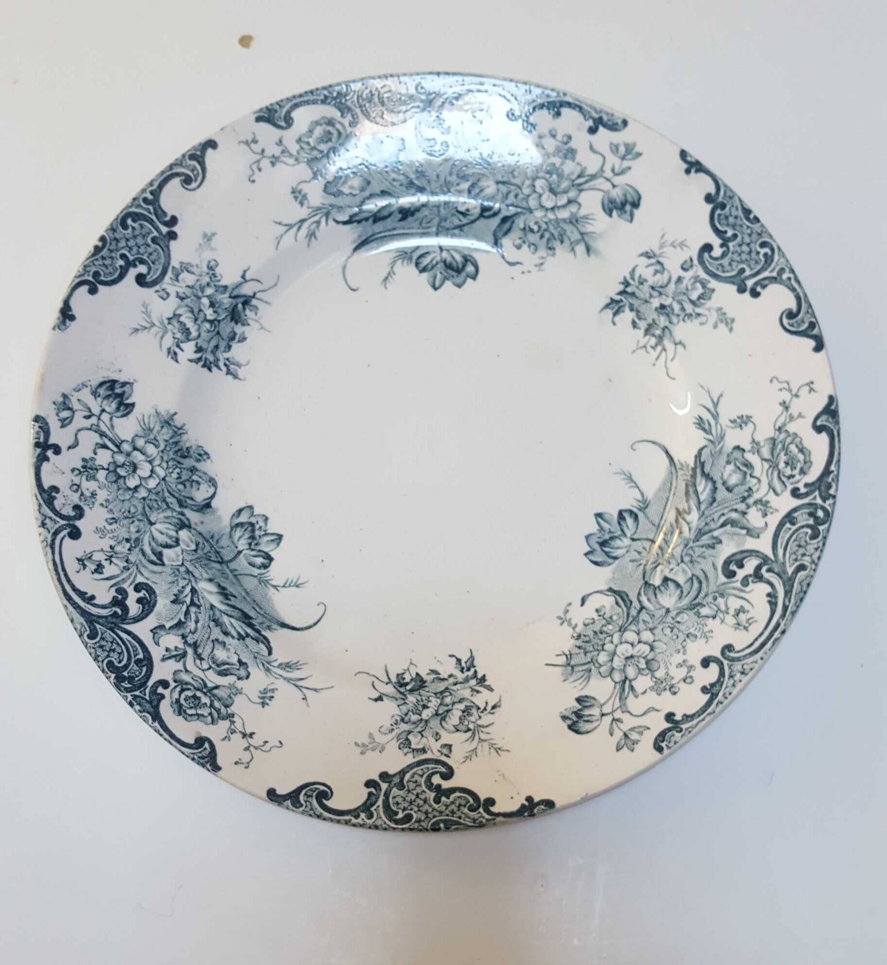 Lot of 2 old 19th century earthenware plates À.Lebacqz and M.Bouchart Sully 23