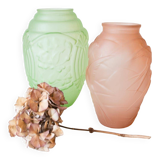 Paire de vases art decó verre moulé années 20/30