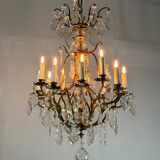 Louis XV style cage chandelier in gilded bronze decorated with tassels circa 1920