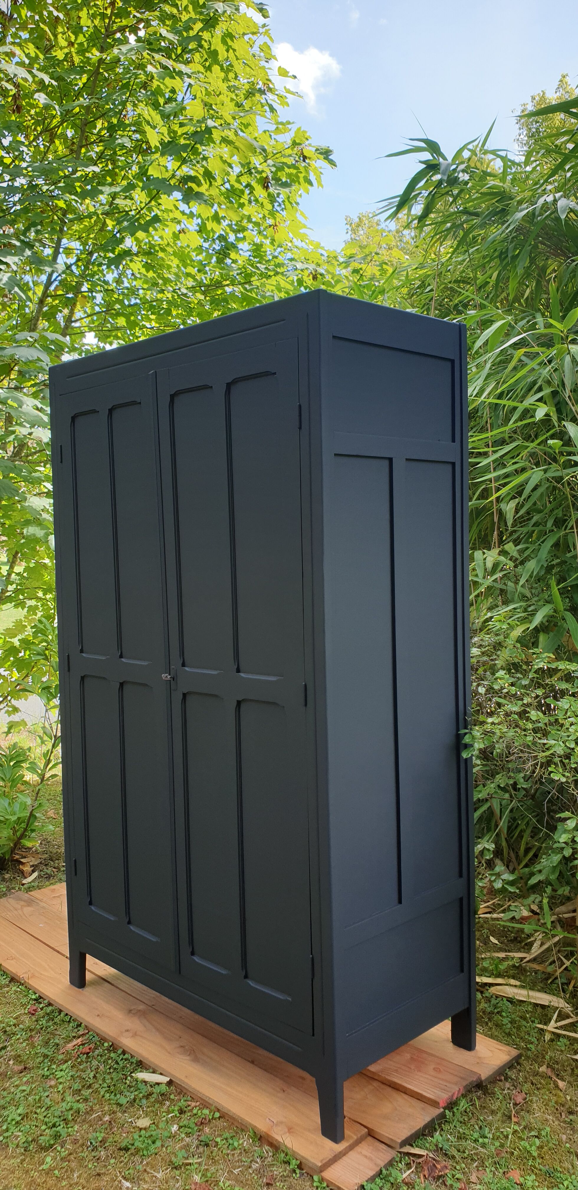 Black parisian wardrobe made of solid wood