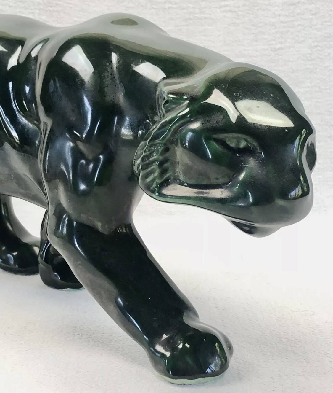 Ancienne statue statue lionne tigre Art Déco 1930 craquelé Saint Clément