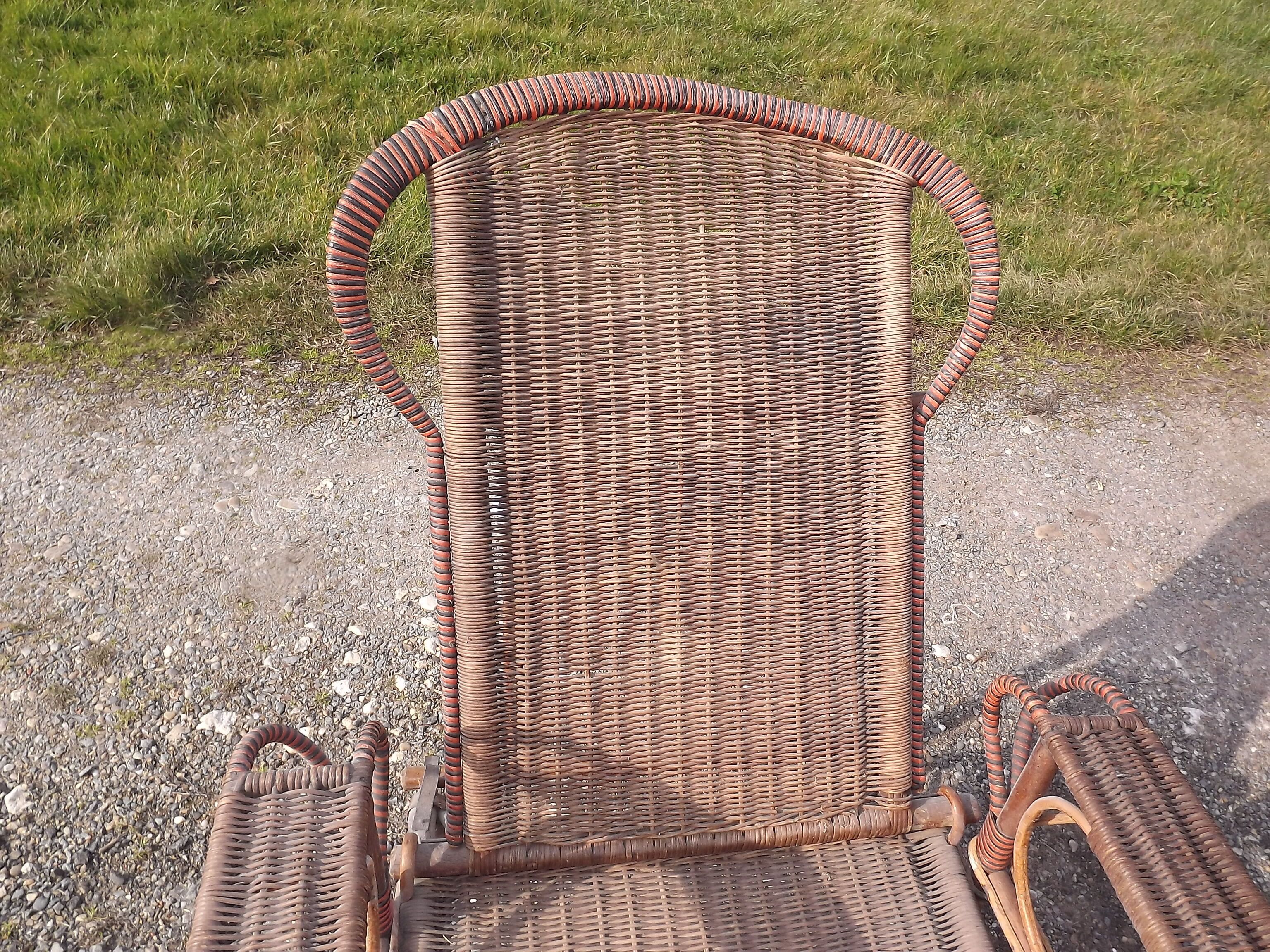 Wicker and rattan armchair 1900