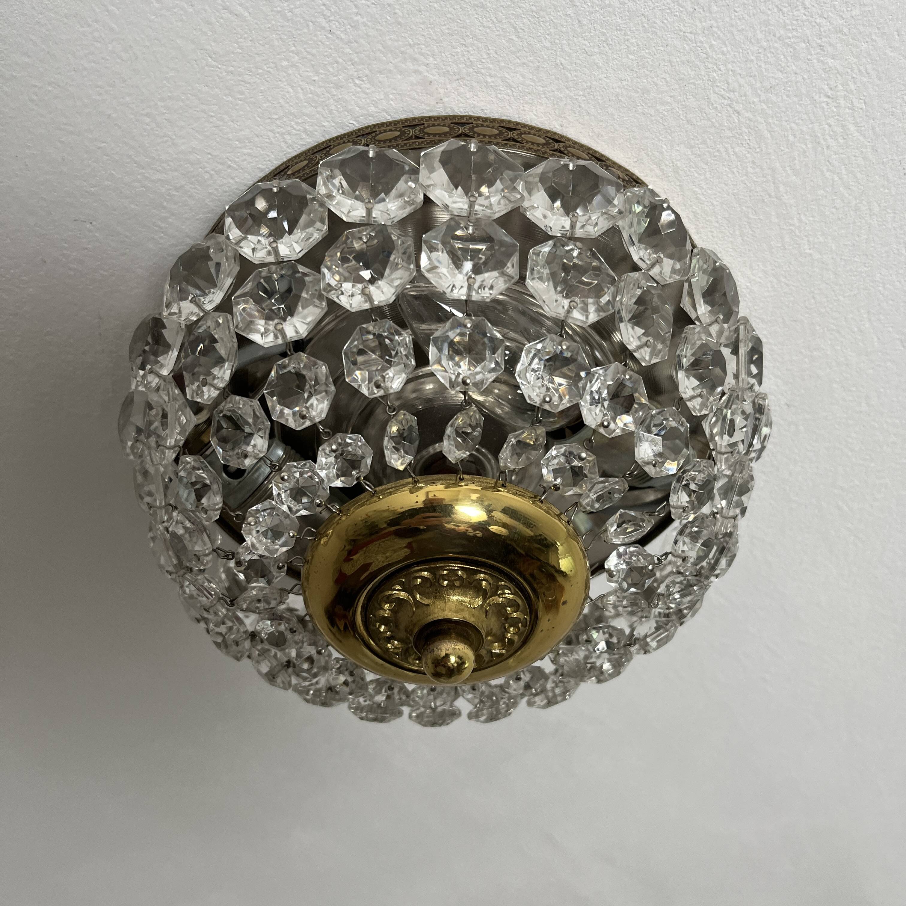 Basket ceiling light with tassels 2 lights golden brass Deknudt