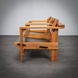 Paire de fauteuils en pin massif néerlandais extrêmement rare par Wouter Fens, années 1960.