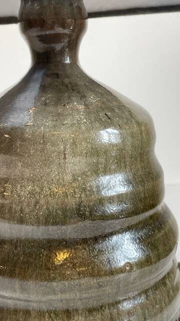 Vintage handmade stoneware geometric lamp