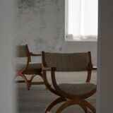 Henning Kjærnulf, Oak and lambswool armchair, "Kurul" model, Mid-century, 1960s