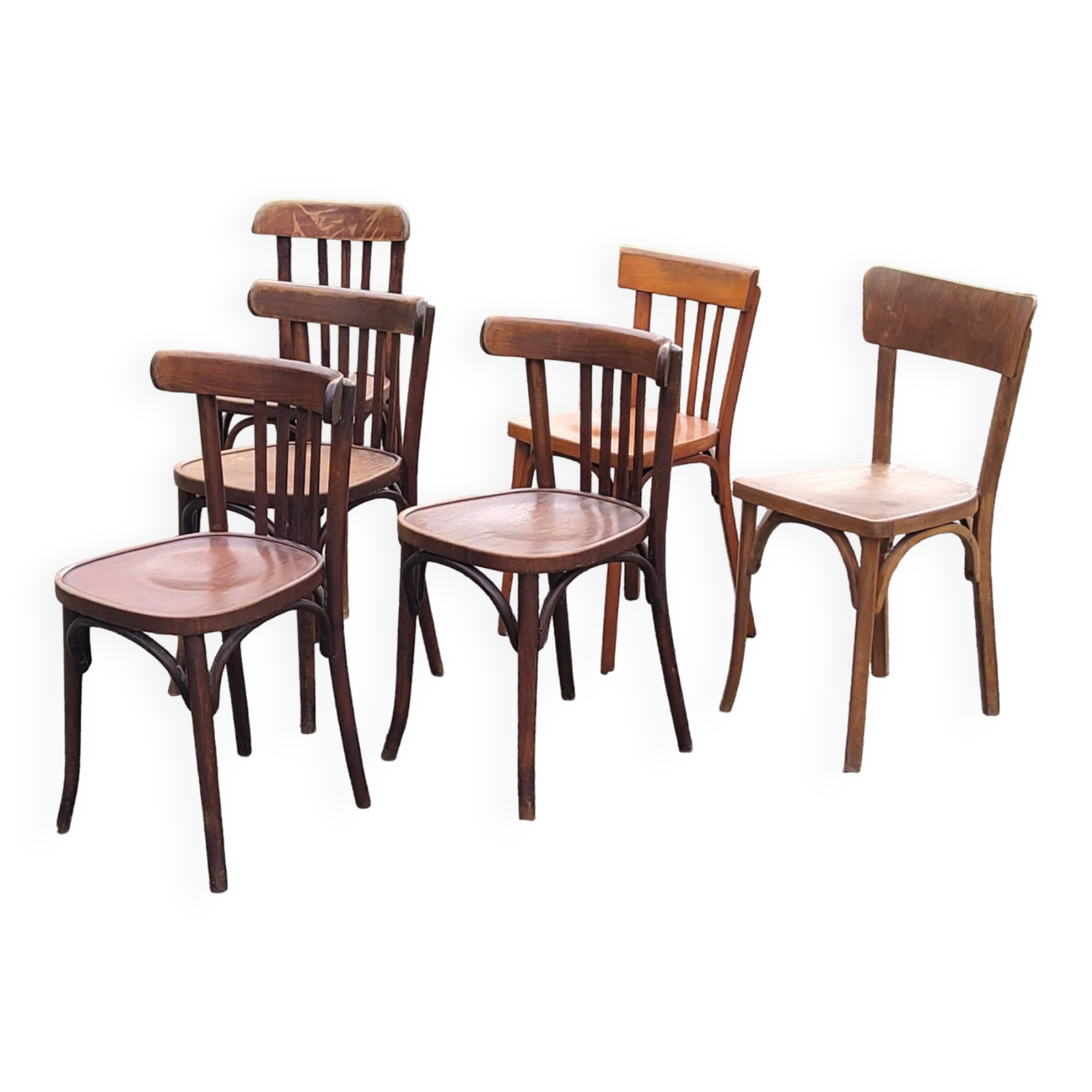 Set of 6 old bistro chairs Baumann and others