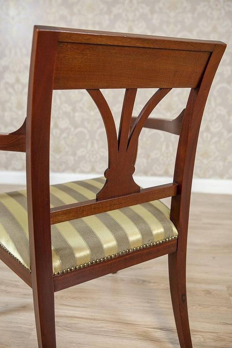 Set of Armchairs in Classicizing Forms in Striped Upholstery, 1990s