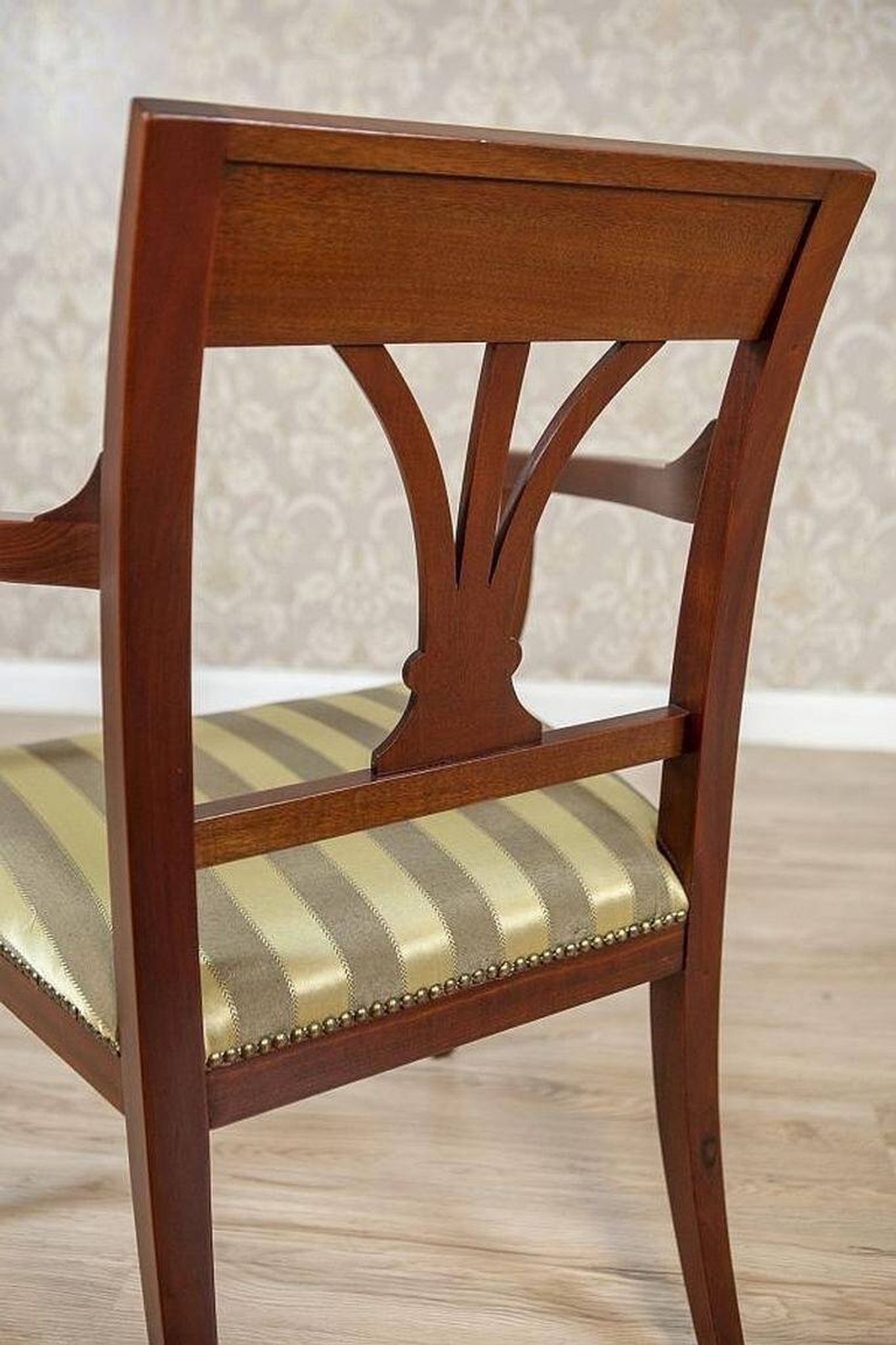 Set of Armchairs in Classicizing Forms in Striped Upholstery, 1990s