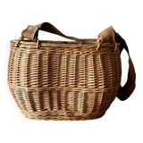 Woven wicker harvest basket