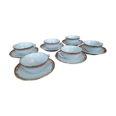 6 Pillivuyt pink and gold porcelain coffee cups