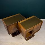 Vintage wooden bedside tables, Italy, 1950s, set of 2.