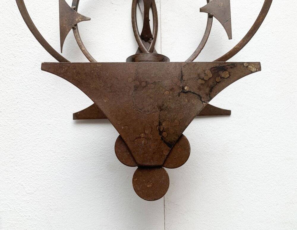 Danish mid-century brutalist metal wall sculpture and candle holder by Henrik Horst, 1960s.