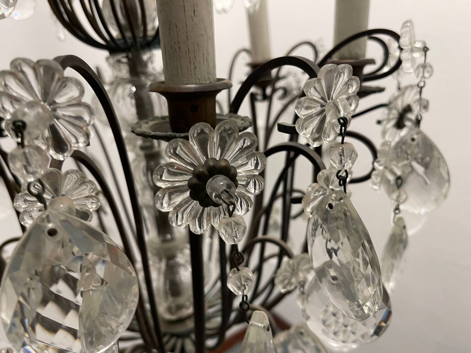 Antique Large Bronze Crystal Chandelier 1920/40’s