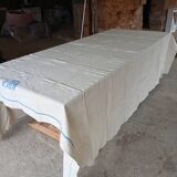Antique linen sheet with JB embroidery