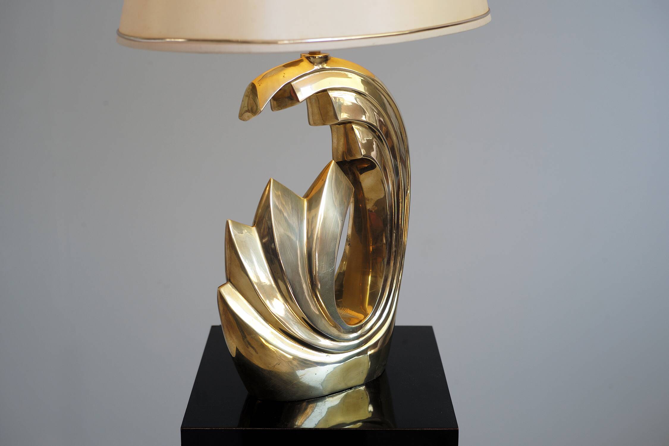 Living room lamp in golden brass