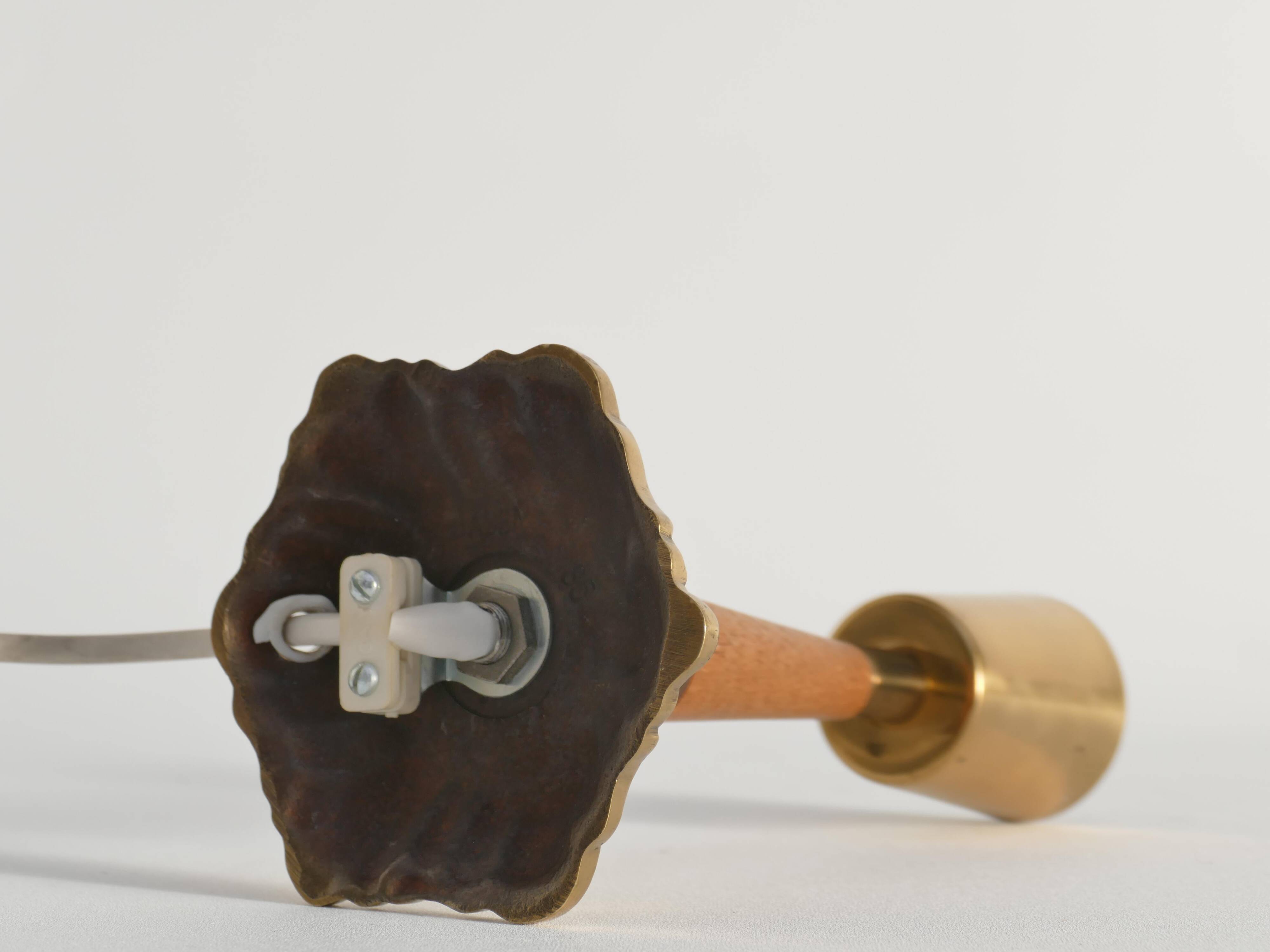 Brass Table Lamp with Teak, Asea, Sweden 1950s