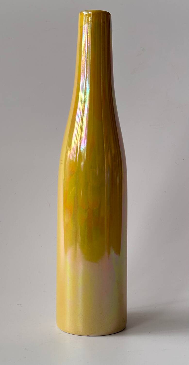Iridescent yellow ceramic soliflore vase, 34cm