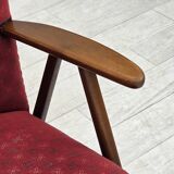 1960s, Danish 2-seater sofa, red furniture fabric, beech wood.