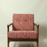 Vintage Armchair Lobster Upholstery Living Room Scandinavian, MCM, Poland 1960s