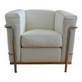 LC2 armchair Le Corbusier white leather reissue Cassina (4 armchairs available).