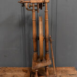 Rouet ancien en bois tourné 1900