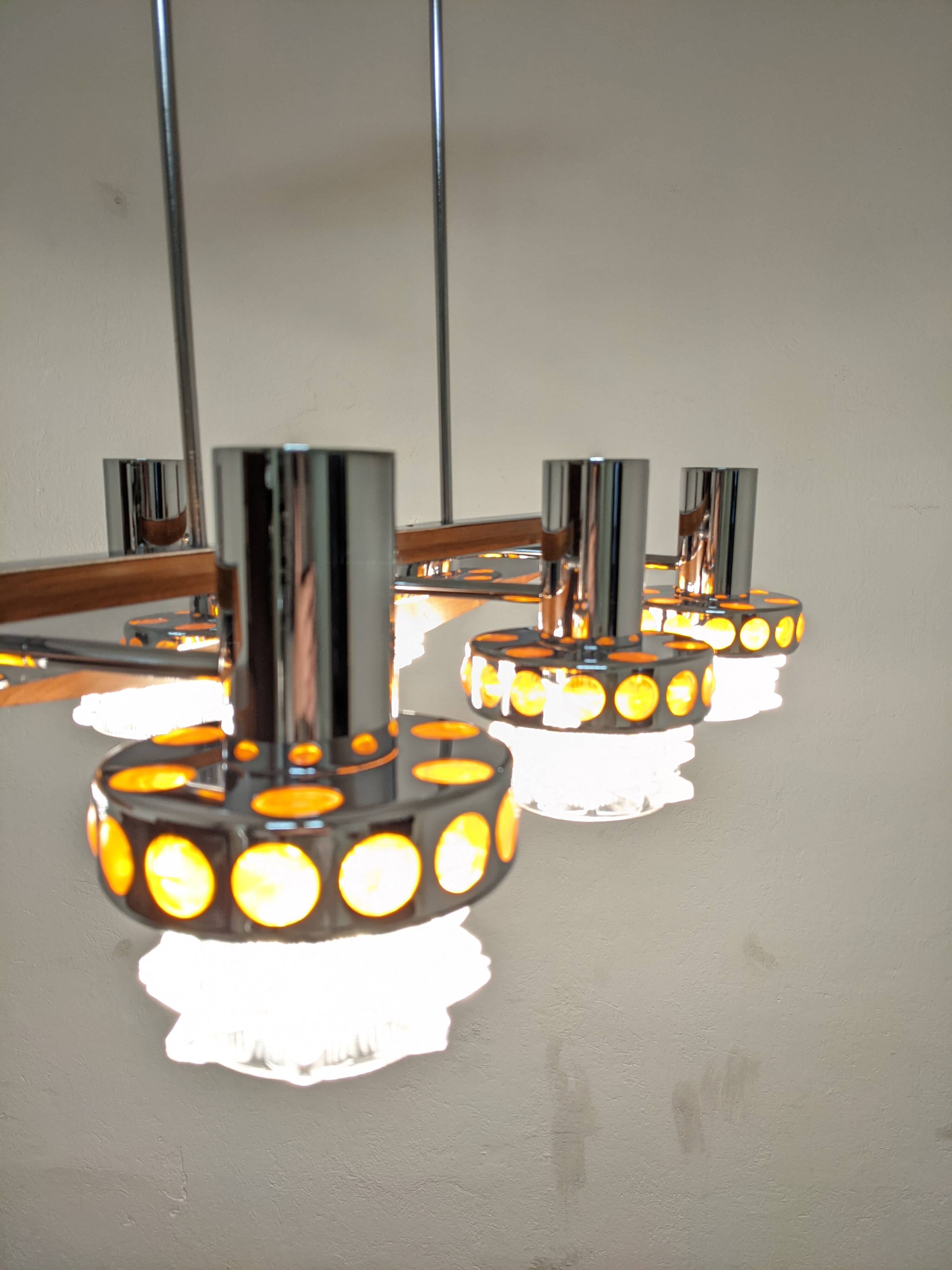 Lustre Space Age à 6 feux des années 60/70 par Raak