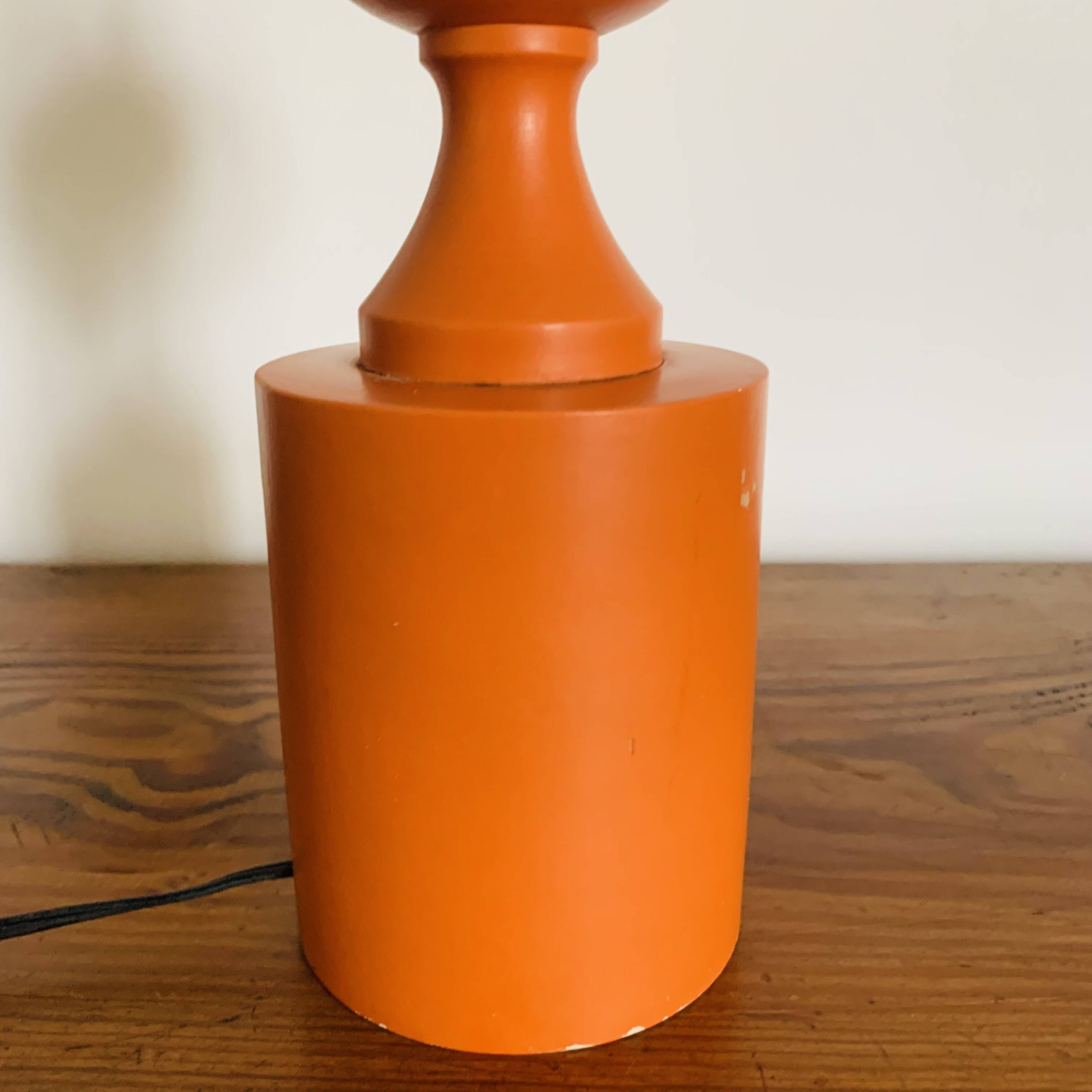 Orange turned wooden lamp base