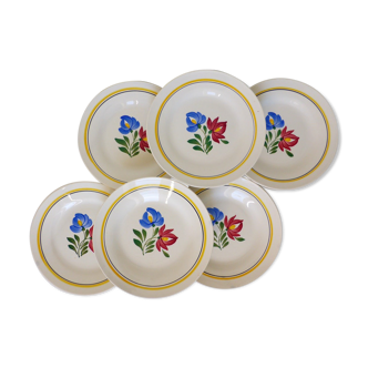 Set of 6 vintage dessert plates from Digoin Sarreguemines Dunkirk porcelain model