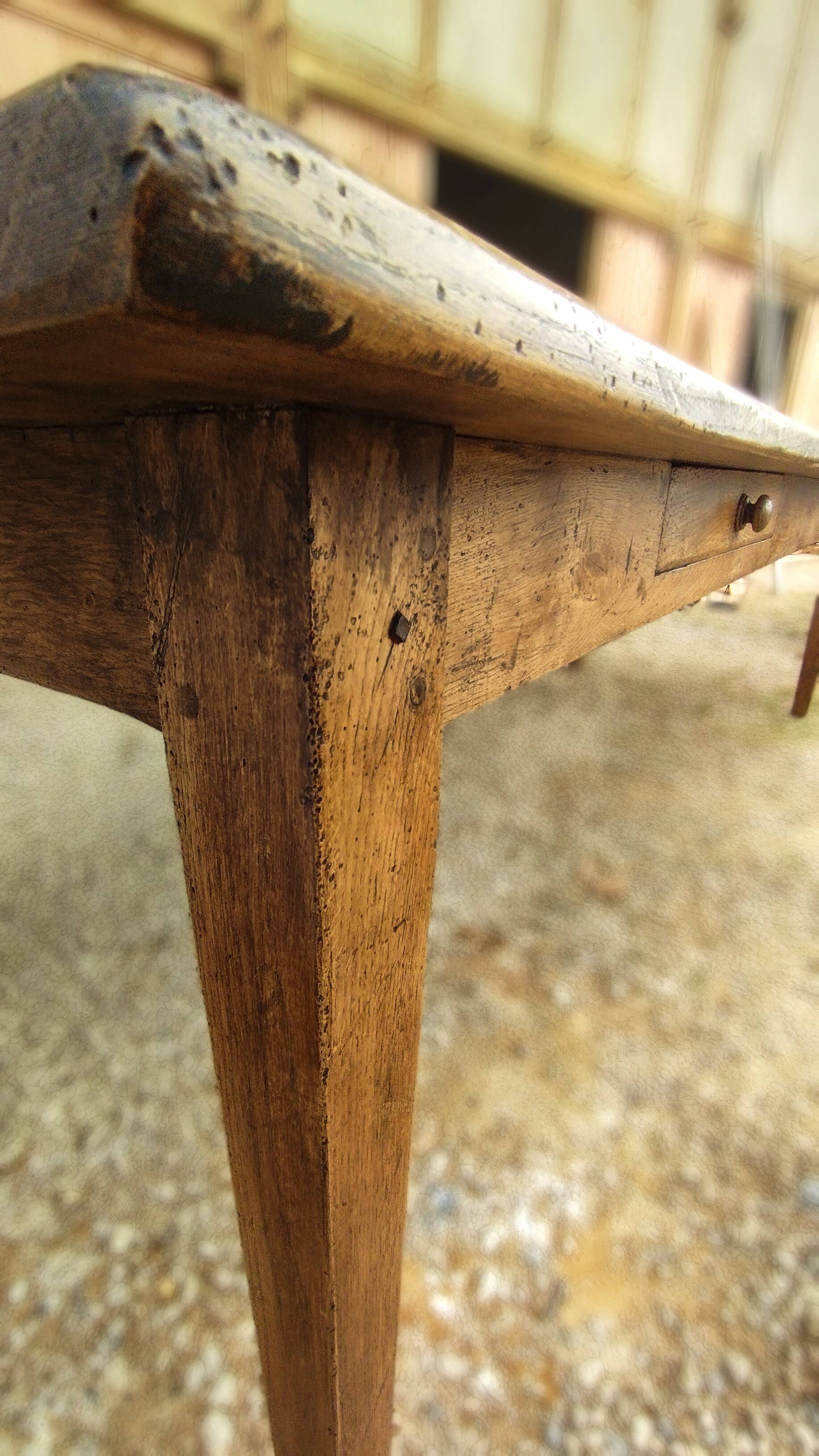 Large solid oak farmhouse table with two drawers 260 cm x 100 cm