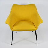 Fauteuil Mid-century Shell années 1960 NRD tissu jaune, restauré