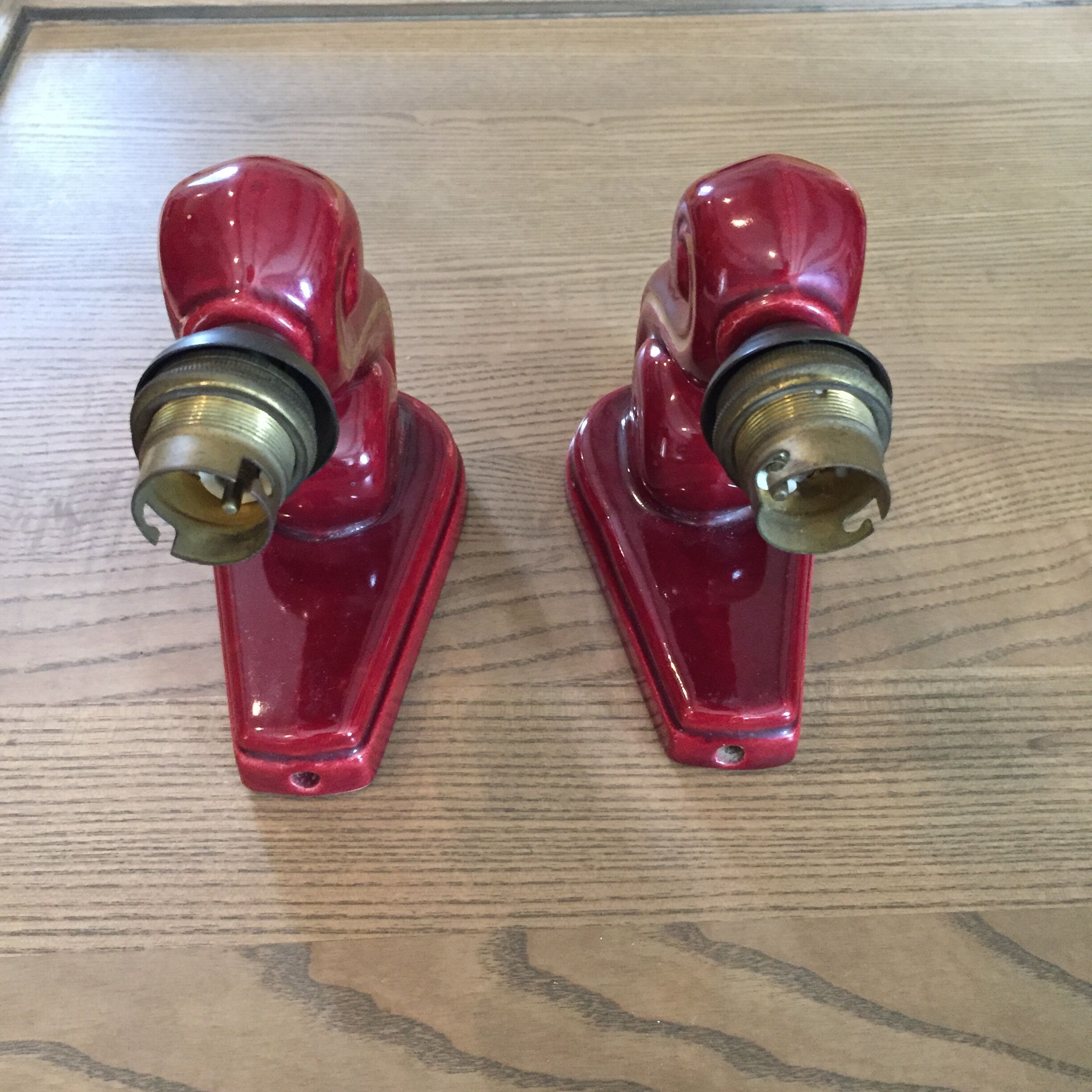 Pair of ceramic sconces grenat 50s