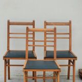 Series of 3 vintage chairs with compass legs - 1950s