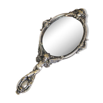 19th century silvered bronze hand mirror