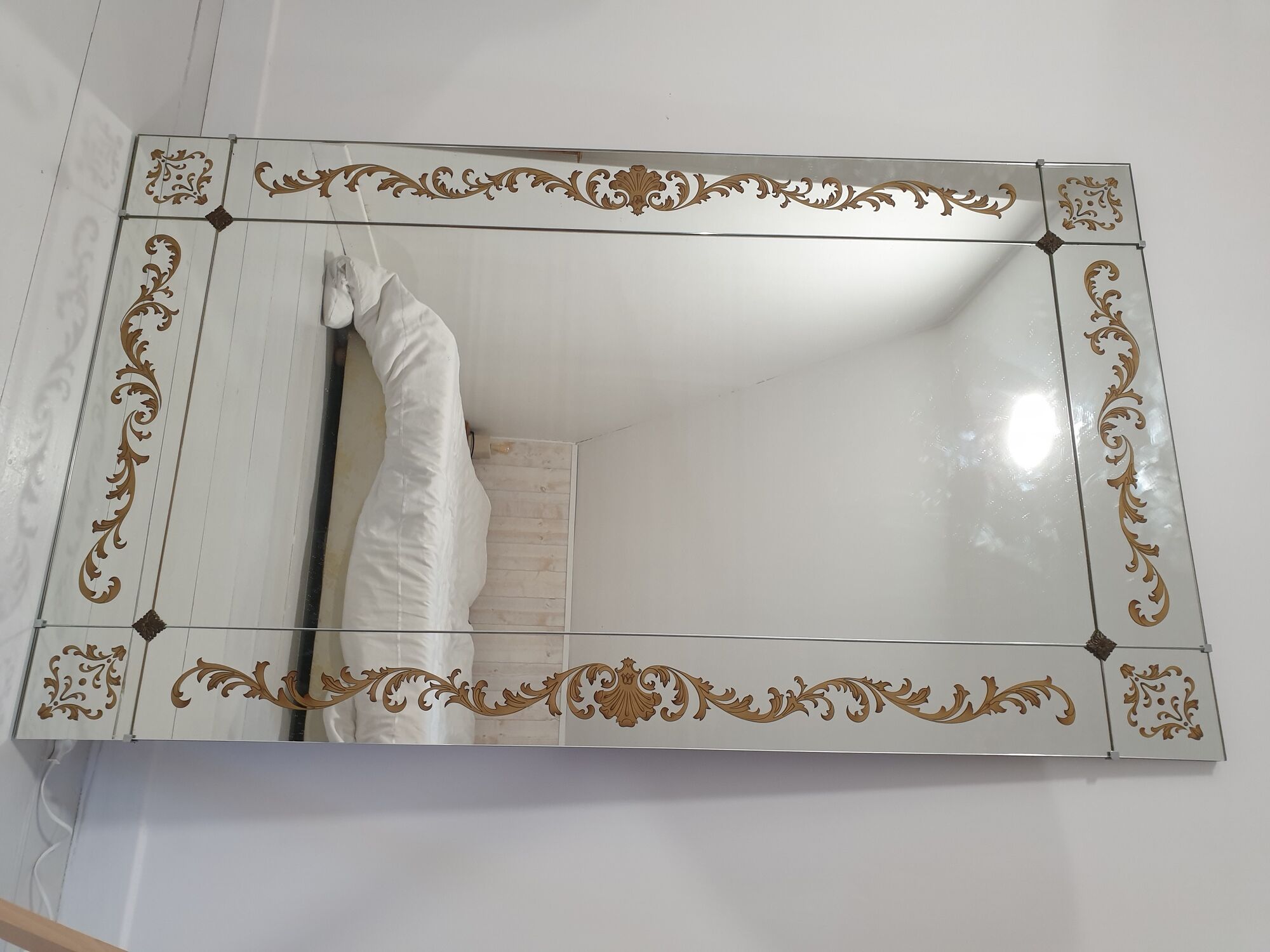 Large brasserie bistro mirror in eglomised glass