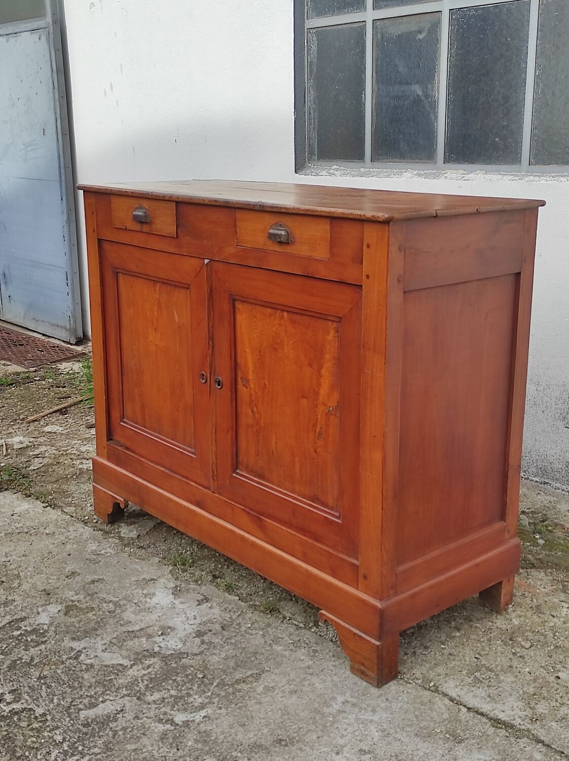 Old Parisian buffet in rustic oak 2 drawers 2 doors vintage country storage unit