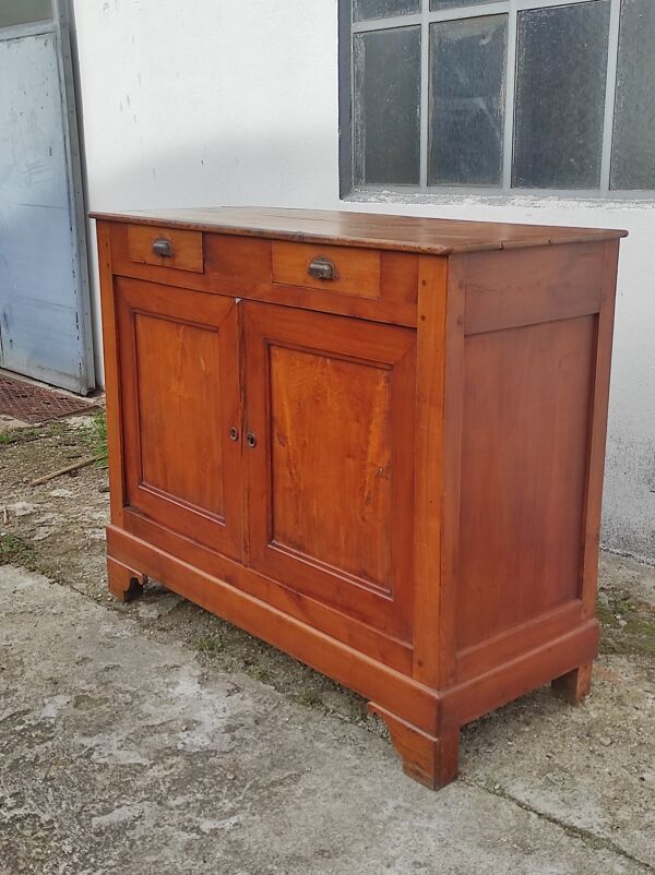 Ancien buffet parisien en chêne rustique 2 tiroirs 2 portes meuble de rangement campagnard vintage