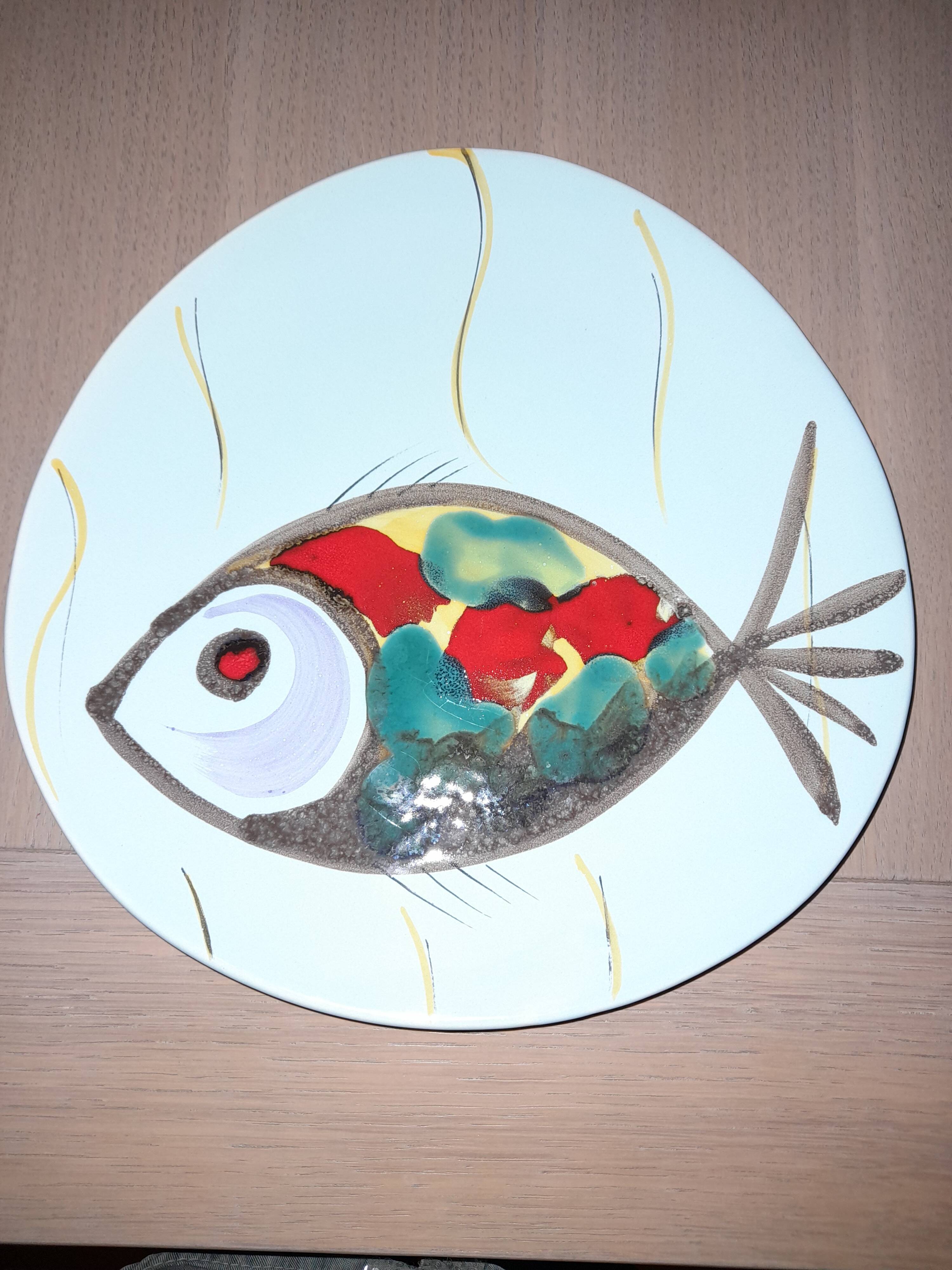 Seafood service / fish 14 pieces / PORNIC M.B.F.A Hand-painted