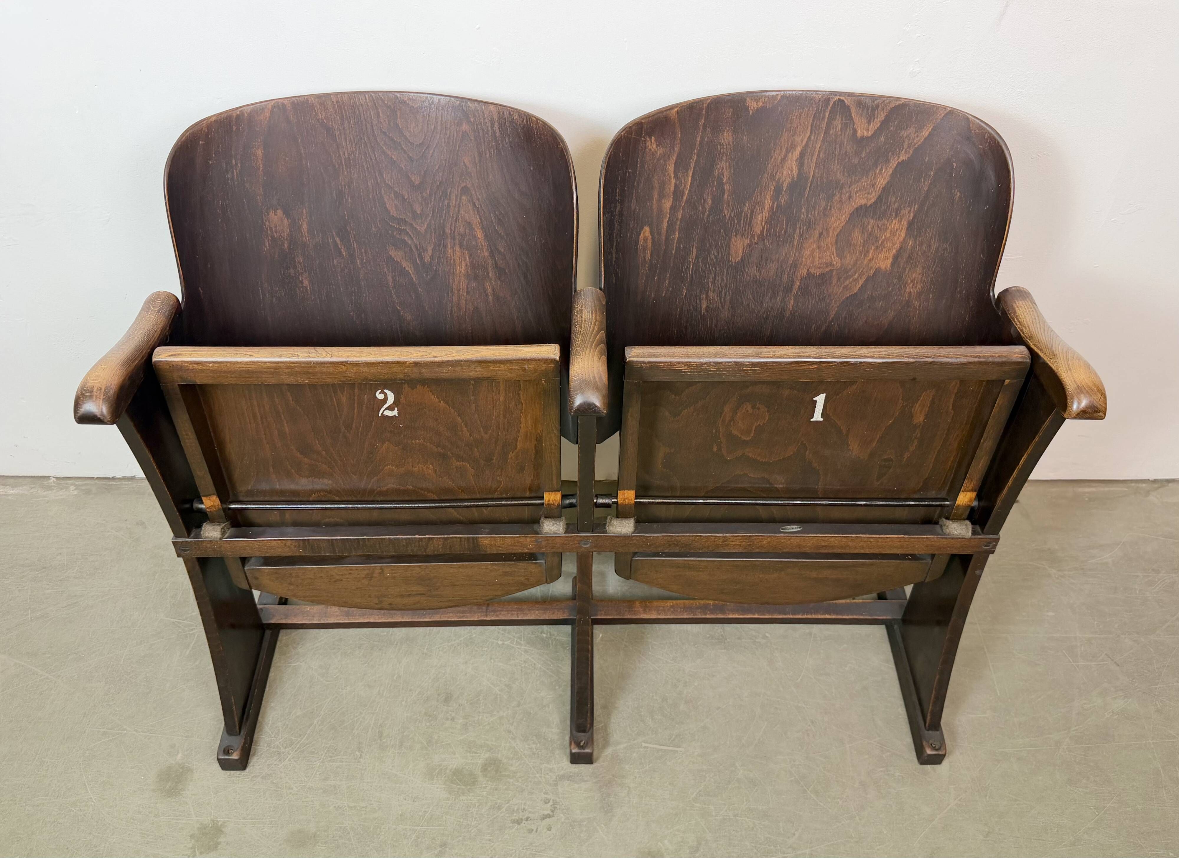 Vintage Two-Seat Cinema Bench from Thonet, 1950s
